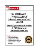 GALEN&vert;NU150&sol;NU 150 Pharmacology Exam 3 &vert; Galen College &vert; 26&sol;27&vert;Q&A &lpar;PDF&rpar;