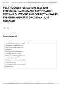 PECT MODULE 1 TEST ACTUAL TEST 2026 &vert; PENNSYLVANIA EDUCATOR CERTIFICATION TEST &vert; ALL QUESTIONS AND CORRECT ANSWERS &vert; VERIFIED ANSWERS &vert; GRADED A&plus; &vert; JUST RELEASED&NewLine;
