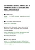 EDELMAN AND KUDZMAS CANADIAN HEALTH&NewLine;PROMOTION UPDATED ACTUAL QUESTIONS&NewLine;AND CORRECT ANSWERS