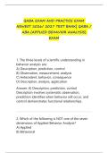 QABA EXAM AND PRACTICE EXAM&NewLine;NEWEST 2026&sol; 2027 TEST BANK&vert; QABA &sol;&NewLine;ABA &lpar;APPLIED BEHAVIOR ANALYSIS&rpar;&NewLine;EXAM
