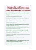 Washington Bail Bond Recovery Agent &NewLine;Licensing Exam Questions and Correct &NewLine;Answers &lpar;Verified Answers&rpar; Plus Rationales 