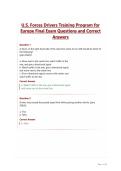 U&period;S&period; Forces Drivers Training Program for&NewLine;Europe Final Exam Questions and Correct&NewLine;Answers