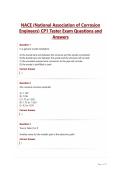 NACE &lpar;National Association of Corrosion&NewLine;Engineers&rpar; CP1 Tester Exam Questions and&NewLine;Answers
