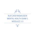 NUR 2459 RASMUSSEN&NewLine;MENTAL HEALTH EXAM 1&NewLine;MODULES 1-3 