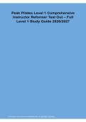 Peak Pilates Level 1 Comprehensive Instructor Reformer Test Out Full Study Guide 2026&sol; 2027