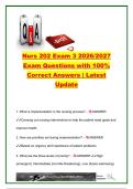 NURS 202 Exam 3 2026&sol;2027 &vert; 100&plus; Questions & Answers &vert; Nursing Process&comma; EBP&comma; Research&comma; Informatics&comma; Documentation & Quality Improvement