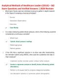 WGU D514 Analytical Methods of Healthcare Leaders 2026 &vert; 162 Questions & Answers &vert; Latest Revision &vert; Complete Exam Prep