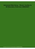 Advanced Med-Surg Renal Cardiac GI Disorders Overview 2026&sol; 2027 Study Guide