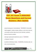 PSY 357 Exam 3 2026&sol;2027 &vert; 100&plus; Questions & Answers &vert; Early&comma; Middle & Late Adulthood&comma; Aging&comma; Intelligence&comma; Relationships & Grief