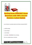 oofing Exam 2026&sol;2027 &vert; 50&plus; Questions & Answers &vert; Roof Slopes&comma; Flashing&comma; Shingles&comma; Sheathing&comma; Valleys & Structural Loads