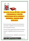 Security Forces SFTRG 1 Exam 2026&sol;2027 &vert; 200&plus; Questions & Answers &vert; SF History&comma; Ethics&comma; Defender Mindset&comma; Integrated Defense&comma; Force Protection&comma; OPSEC & Joint Operations