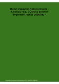 Home Inspector National Exam ABSOLUTES COMM Exterior Important Topics 2026&sol; 2027 Study Guide