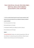 NSG 3130 FINAL EXAM&colon; PSYCHIATRIC-&NewLine;MENTAL HEALTH NURSING&NewLine;QUESTIONS AND ANSWERS