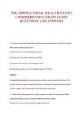 NSG 3500 MATERNAL HEALTH EXAM 3&NewLine;COMPREHENSIVE STUDY GUIDE&NewLine;QUESTIONS AND ANSWERS