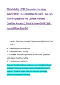 Philadelphia HVAC Contractor Licensing &NewLine;Examination &lpar;mechanical code exam &ndash; ICC IMC &NewLine;based&rpar; Questions and Correct Answers &NewLine;&lpar;Verified Answers&rpar; Plus Rationale 2027 Q&A&vert; &NewLine;Instant Download Pdf