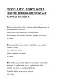 EDEXCEL A LEVEL BUSINESS PAPER 2&NewLine;PRACTICE TEST 2026 QUESTIONS AND&NewLine;ANSWERS GRADED A&plus;