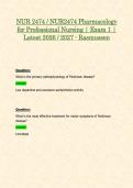 NUR 2474 &sol; NUR2474 Pharmacology for Professional Nursing &vert; Exam 1 &vert; Latest 2026 &sol; 2027 - Rasmussen