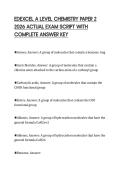 EDEXCEL A LEVEL CHEMISTRY PAPER 2&NewLine;2026 ACTUAL EXAM SCRIPT WITH&NewLine;COMPLETE ANSWER KEY