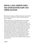 EDEXCEL A LEVEL CHEMISTRY PAPER 2&NewLine;2026 ADVANCED REVIEW SCRIPT WITH&NewLine;VERIFIED SOLUTIONS