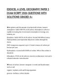 EDEXCEL A LEVEL GEOGRAPHY PAPER 3&NewLine;EXAM SCRIPT 2026 QUESTIONS WITH&NewLine;SOLUTIONS GRADED A&plus;