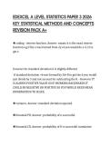 EDEXCEL A LEVEL STATISTICS PAPER 3 2026&NewLine;KEY STATISTICAL METHODS AND CONCEPTS&NewLine;REVISION PACK A&plus;&NewLine;