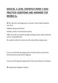 EDEXCEL A LEVEL STATISTICS PAPER 3 2026&NewLine;PRACTICE QUESTIONS AND ANSWERS TOP&NewLine;REVIEW A&plus;