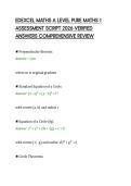 EDEXCEL MATHS A LEVEL PURE MATHS 1&NewLine;ASSESSMENT SCRIPT 2026 VERIFIED&NewLine;ANSWERS COMPREHENSIVE REVIEW