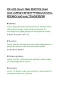 EDF 6223 EXAM 3 FINAL PRACTICE EXAM&NewLine;2026 COMPLETE REVIEW WITH EDUCATIONAL&NewLine;RESEARCH AND ANALYSIS QUESTIONS