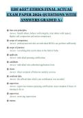 EDF 6557 ETHICS FINAL ACTUAL&NewLine;EXAM PAPER 2026 QUESTIONS WITH&NewLine;ANSWERS GRADED A&plus;