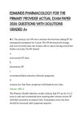 EDMUNDS PHARMACOLOGY FOR THE&NewLine;PRIMARY PROVIDER ACTUAL EXAM PAPER&NewLine;2026 QUESTIONS WITH SOLUTIONS&NewLine;GRADED A&plus;