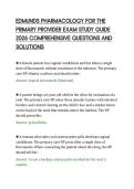 EDMUNDS PHARMACOLOGY FOR THE&NewLine;PRIMARY PROVIDER EXAM STUDY GUIDE&NewLine;2026 COMPREHENSIVE QUESTIONS AND&NewLine;SOLUTIONS