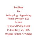Test Bank for Anthropology&colon; Appreciating Human Diversity  2025 Release by Conrad Phillip Kottak&comma; Chapter 1-24 &vert; All Chapters 