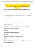 Exam Questions for Advanced Pharmacology&NewLine;NUR 6011 Questions with Verified Correct&NewLine;Answers