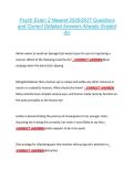 Psych Exam 2 Newest 2026&sol;2027 Questions &NewLine;and Correct Detailed Answers Already Graded &NewLine;A&plus; 