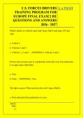 U&period;S&period; FORCES DRIVERS &NewLine;TRAINING PROGRAM FOR &NewLine;EUROPE FINAL EXAM 2 HE &NewLine;QUESTIONS AND ANSWERS &NewLine;2026 - 2027