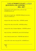 TAXI AUTHORITY EXAM &NewLine;QUESTIONS AND ANSWERS &NewLine;2026 - 2027