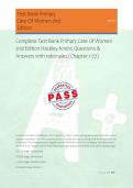 Complete Test Bank Primary Care Of Women &NewLine;2nd Edition Hackley Kriebs Questions & &NewLine;Answers with rationales &lpar;Chapter 1-27&rpar; 