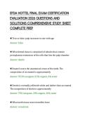 EFDA HOTTEL FINAL EXAM CERTIFICATION&NewLine;EVALUATION 2026 QUESTIONS AND&NewLine;SOLUTIONS COMPREHENSIVE STUDY SHEET&NewLine;COMPLETE PRE