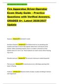 Fire Apparatus Driver-Operator &NewLine;Exam Study Guide &ndash; Practice &NewLine;Questions with Verified Answers&period; &NewLine;GRADED A&plus;&period; Latest 2026&sol;2027 &NewLine;Update 