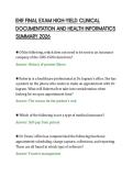 EHR FINAL EXAM HIGH-YIELD CLINICAL&NewLine;DOCUMENTATION AND HEALTH INFORMATICS&NewLine;SUMMARY 2026