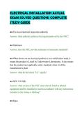 ELECTRICAL INSTALLATION ACTUAL&NewLine;EXAM SOLVED QUESTIONS COMPLETE&NewLine;STUDY GUIDE