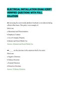 ELECTRICAL INSTALLATION EXAM SCRIPT&NewLine;VERIFIED QUESTIONS WITH FULL&NewLine;SOLUTION