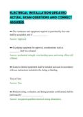 ELECTRICAL INSTALLATION UPDATED&NewLine;ACTUAL EXAM QUESTIONS AND CORRECT&NewLine;ANSWERS