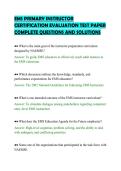 EMS PRIMARY INSTRUCTOR&NewLine;CERTIFICATION EVALUATION TEST PAPER&NewLine;COMPLETE QUESTIONS AND SOLUTION