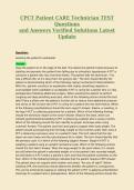 CPCT Patient CARE Technician Exam Questions and Answers Verified Solutions Latest Update