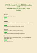 CPCT Practice EXAM Questions and&NewLine;Answers Verified Solutions Latest&NewLine;Update