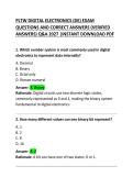 PLTW Digital Electronics Exam Questions and Correct Answers