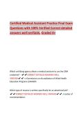 Certified Medical Assistant Practice Final Exam &NewLine;Questions with 100&percnt; Verified Correct detailed &NewLine;answers well verifaids&period; Graded A&plus; 
