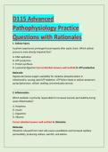 D115 Advanced  &NewLine;Pathophysiology Practice  &NewLine;Questions with Rationales