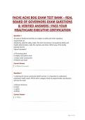 FACHE ACHE BOG EXAM TEST BANK &ndash; REAL&NewLine;BOARD OF GOVERNORS EXAM QUESTIONS&NewLine;& VERIFIED ANSWERS &vert; PASS YOUR&NewLine;HEALTHCARE EXECUTIVE CERTIFICATION